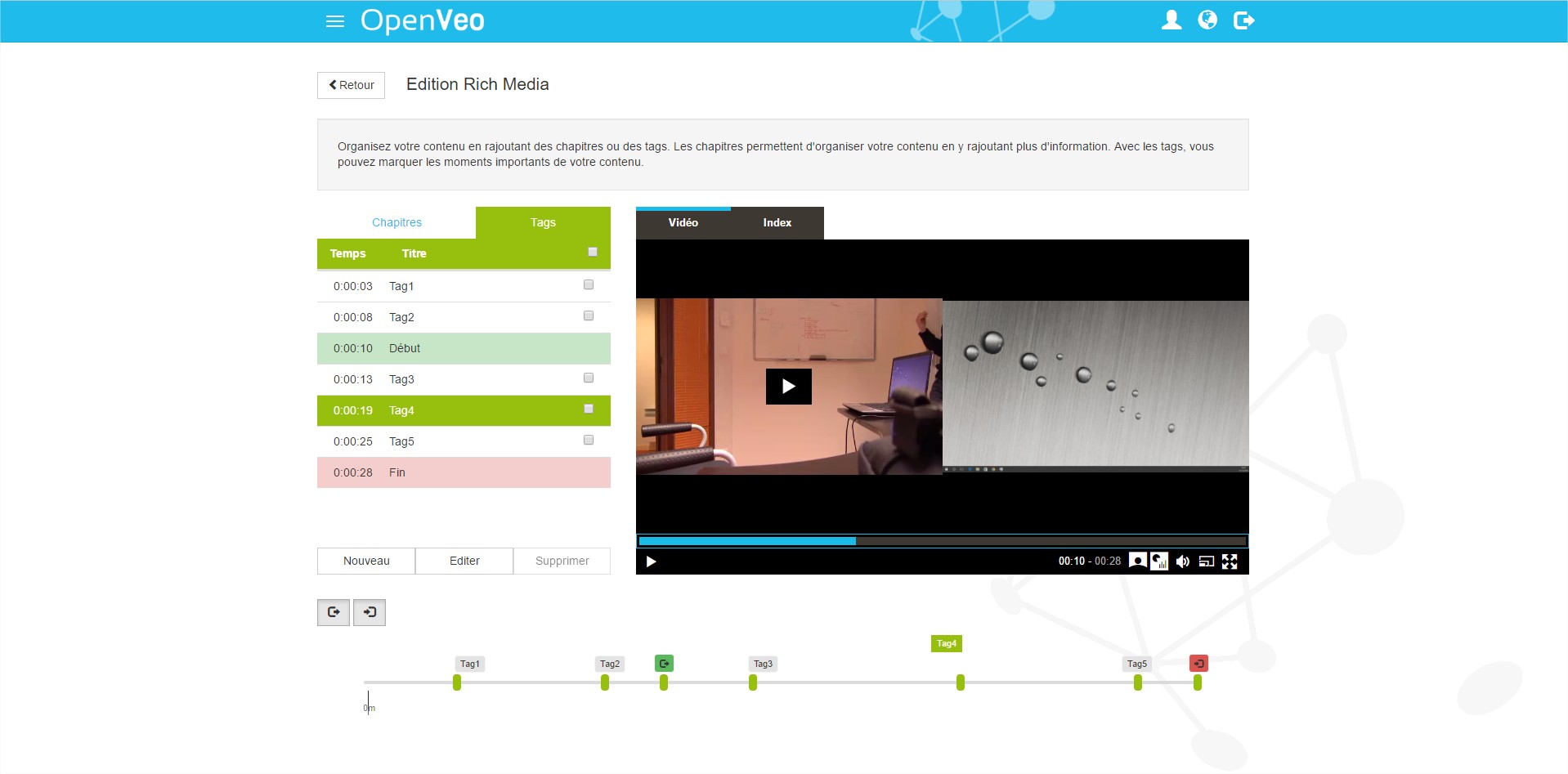 Back end media editor